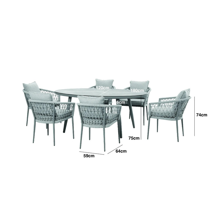Morocco Outdoor Taupe Oval 6 Seater Dining Set Outdoor 