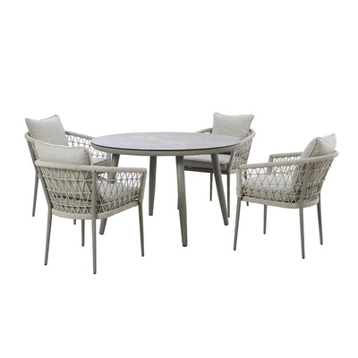 Morocco Outdoor Taupe Round 4 Seater Dining Set Outdoor 