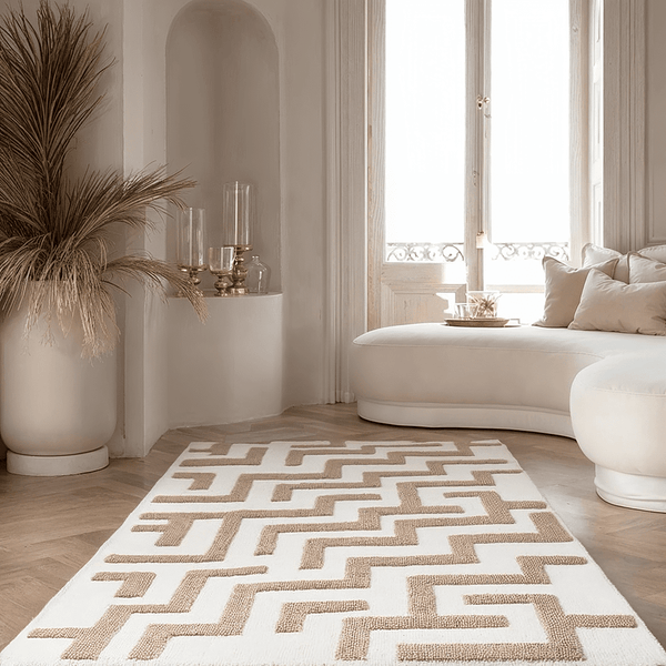 Morocco Taupe & Cream Geometric Rug 