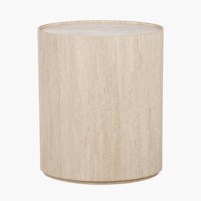 Moxin Travertine Effect Round Bedside Table Furniture 