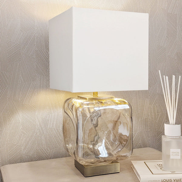 Murano Luxury Antique Brass & Glass Table Lamp Lighting 