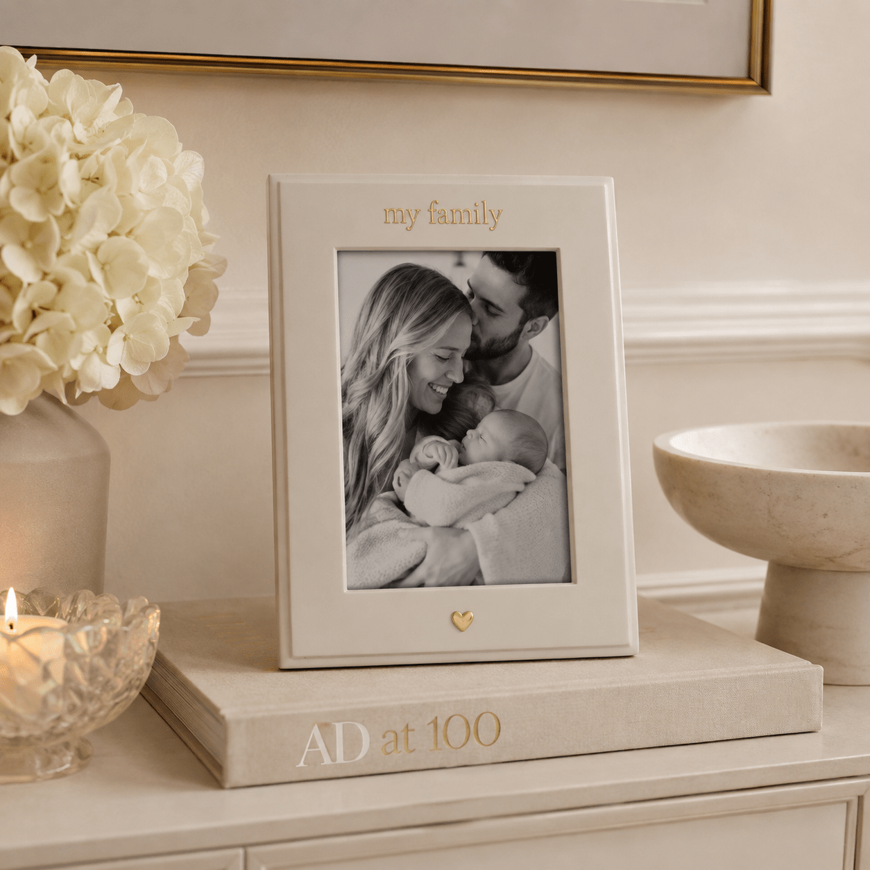 'My Family' Cream & Gold Photo Frame Accessories 