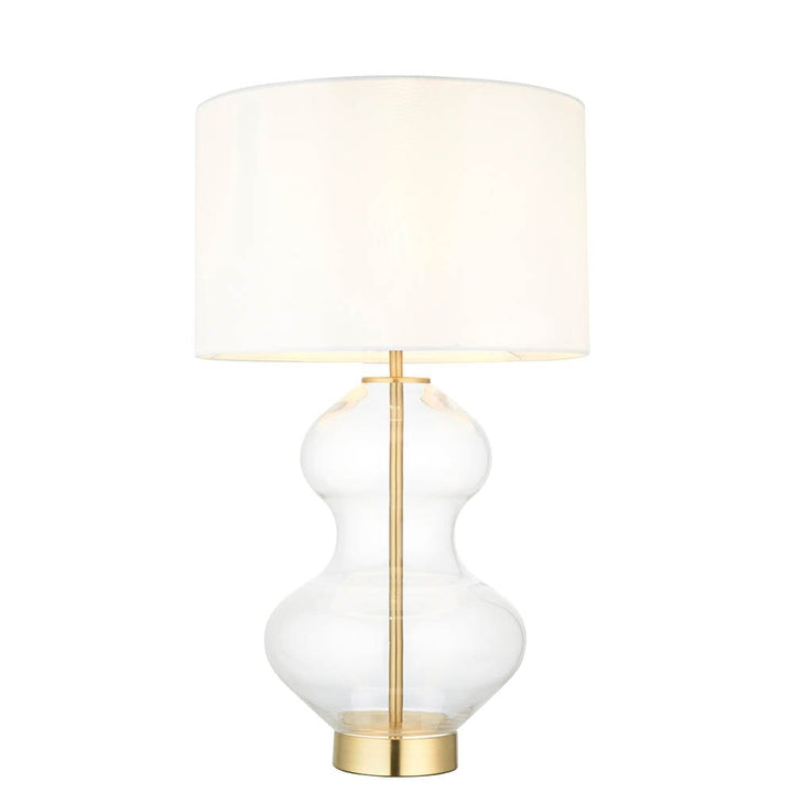 Myra Brushed Gold & Glass Touch Table Lamp with White Shade Lighting 