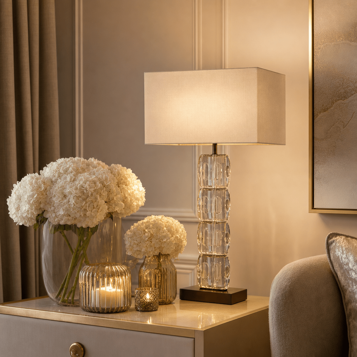 Mythos Bronze Glass Base Table Lamp Lighting 
