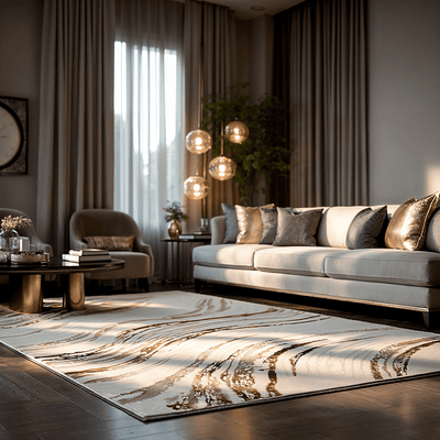Nadira Brown & Cream Wave Pattern Rug 