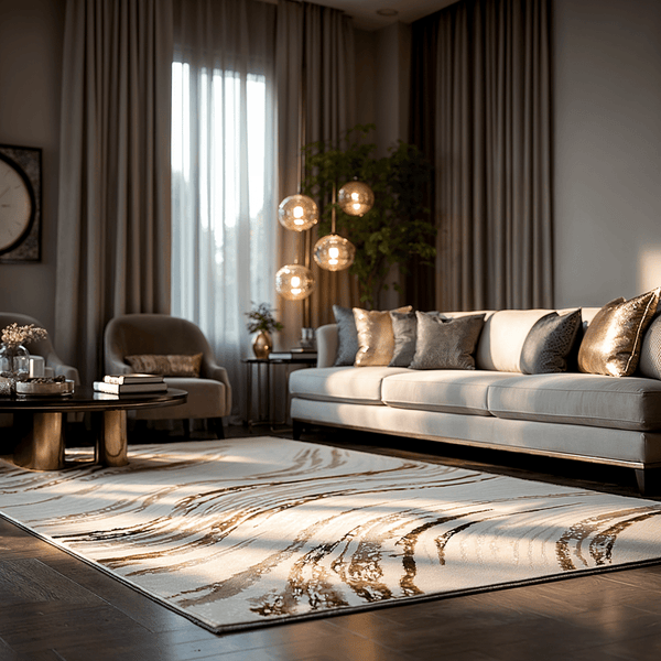 Nadira Brown & Cream Wave Pattern Rug 