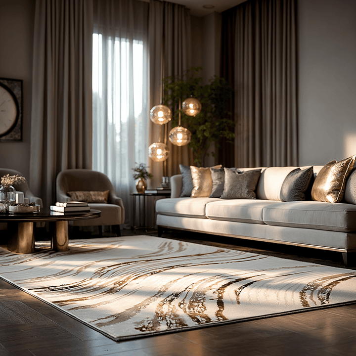 Nadira Brown & Cream Wave Pattern Rug – Rowen Homes