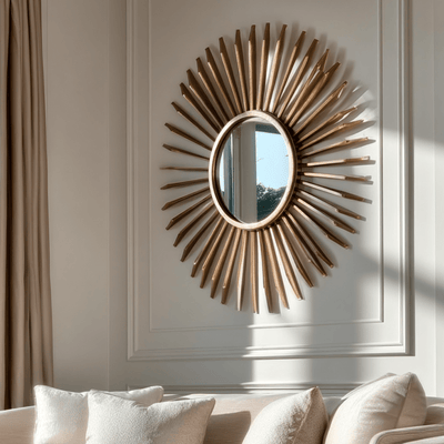Nahanni Gold 3D Sunburst Decorative Wall Mirror Accessories 