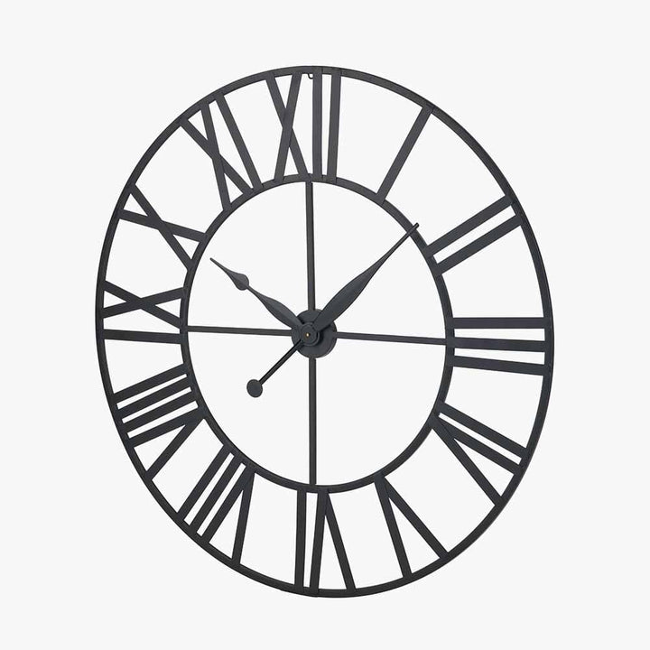 Nalini Large Black Metal Round Wall Clock Accessories 