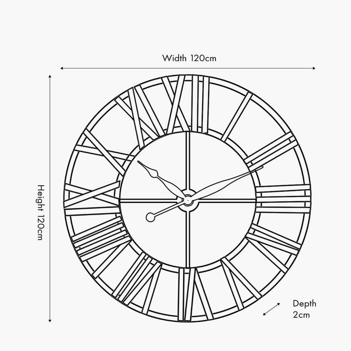 Nalini Large Black Metal Round Wall Clock Accessories 