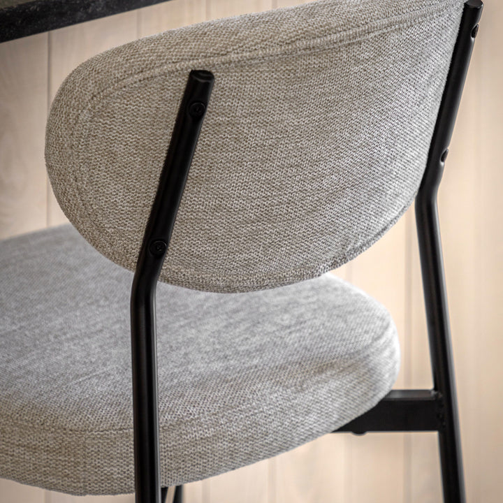 Naomi Natural Upholstered Bar Stool with Black Legs - Set of 2 Furniture 