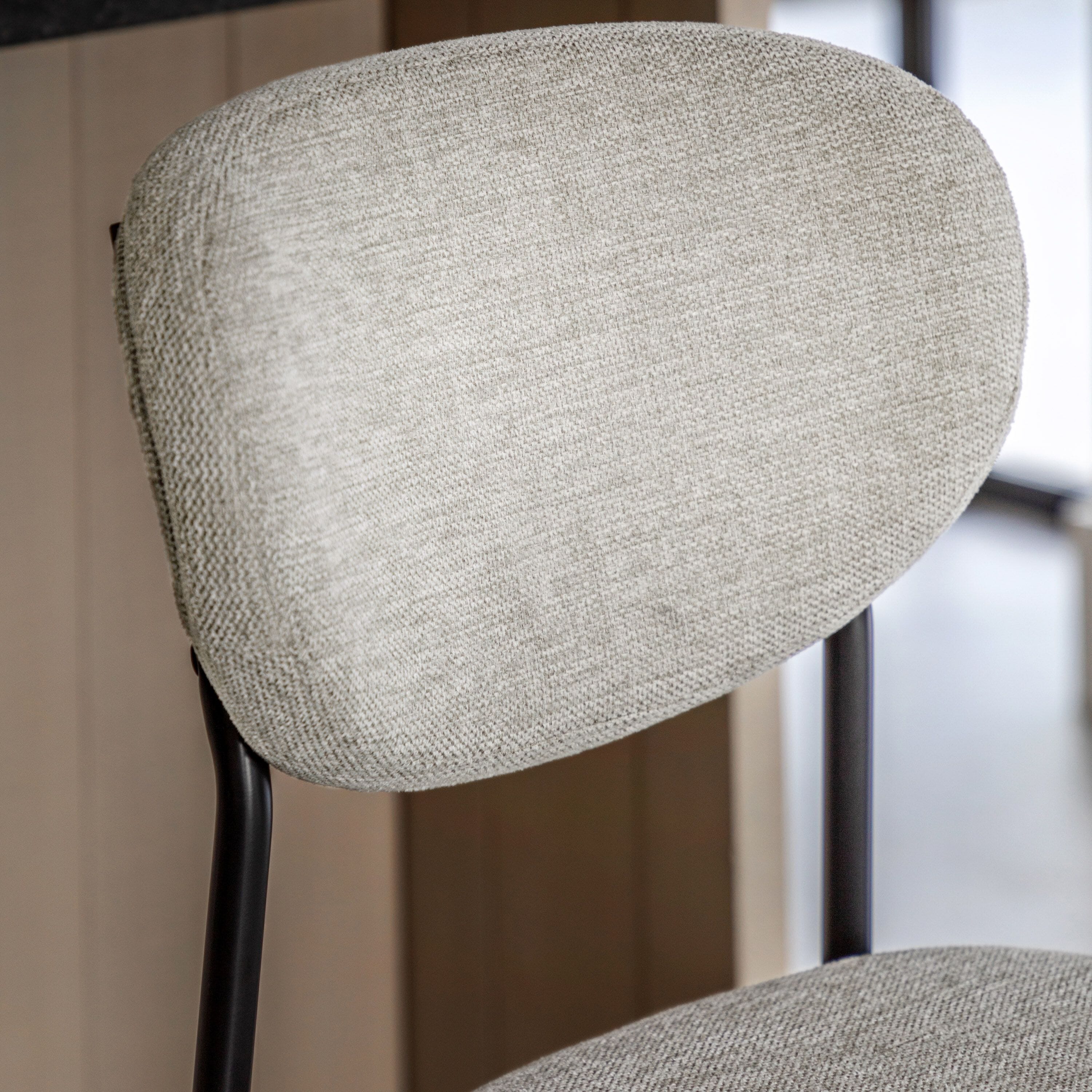 Naomi Natural Upholstered Bar Stool with Black Legs - Set of 2 Furniture 