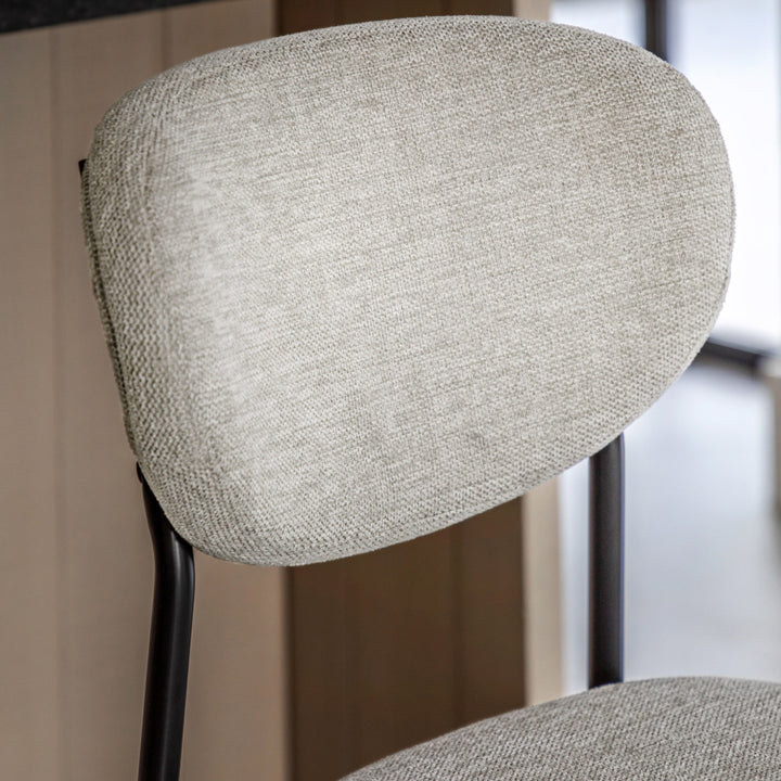 Naomi Natural Upholstered Bar Stool with Black Legs - Set of 2 Furniture 