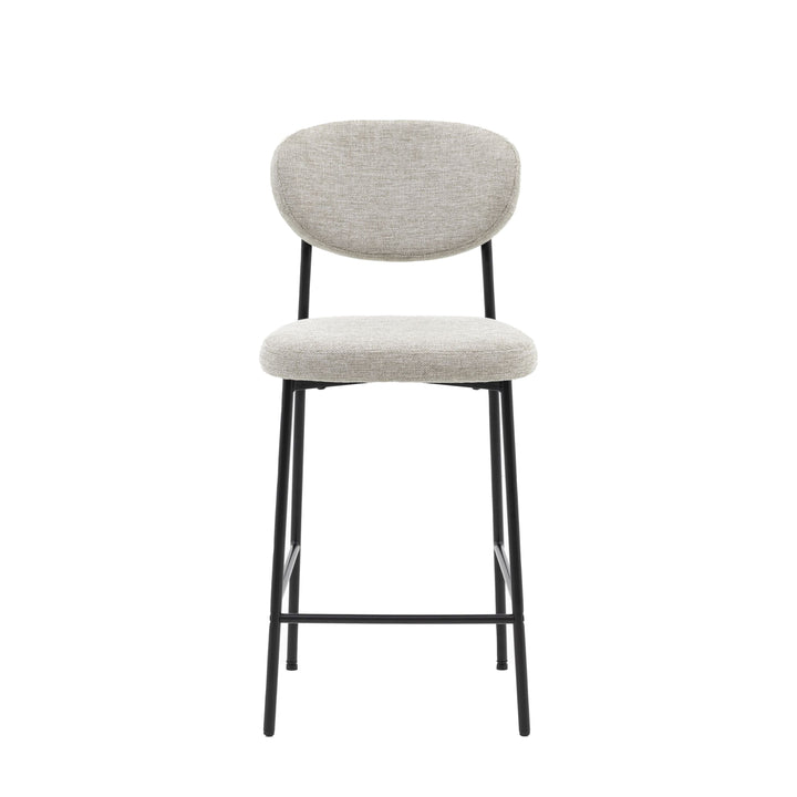 Naomi Natural Upholstered Bar Stool with Black Legs - Set of 2 Furniture 