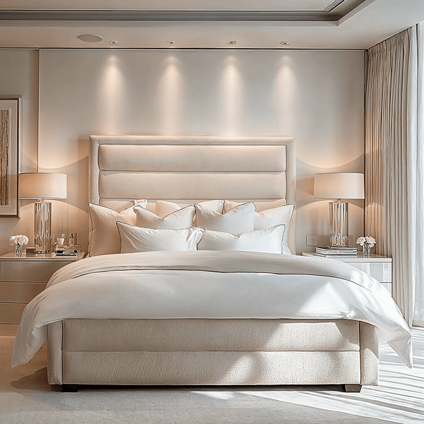 Natalia Luxury Stone Textured Upholstered Bed Beds and Headboards 