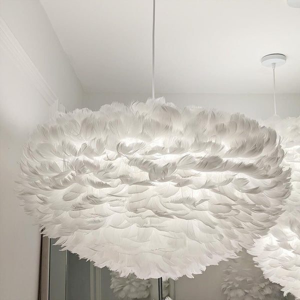 Natasha Large White Feather Pendant Ceiling Light Lighting 