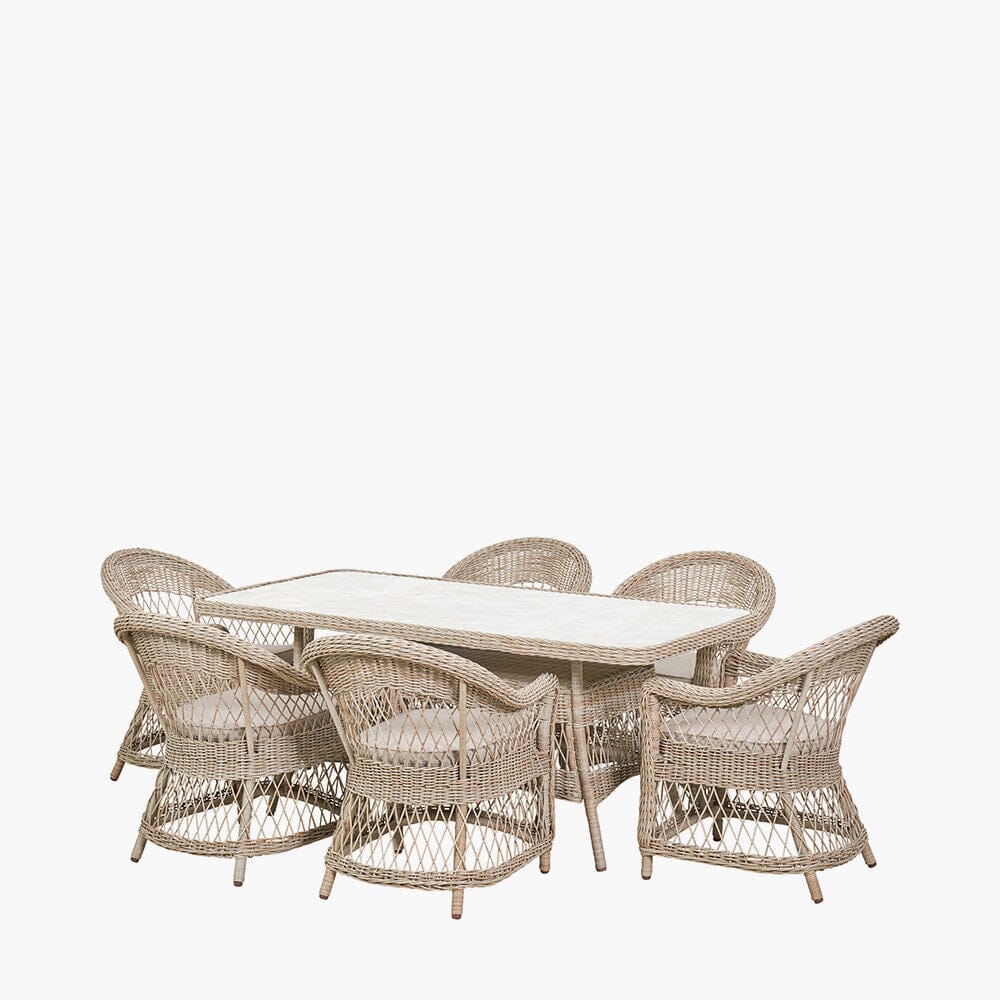 Naxos Outdoor Wicker Woven 6 Seater Dining Set Outdoor 