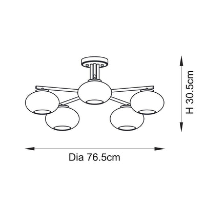 Nayeli Gold & Glass Semi Flush Ceiling Light Lighting 