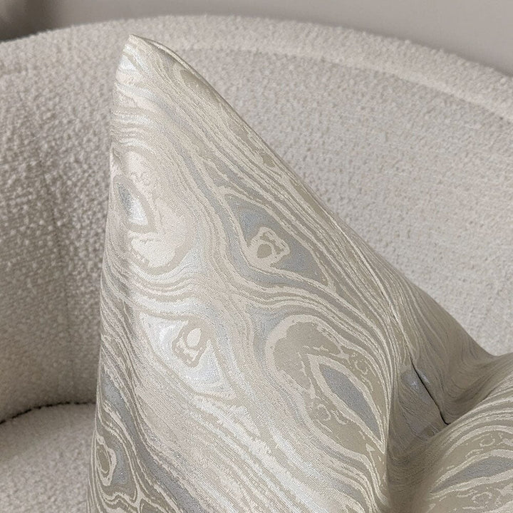 Nelly Cream & Silver Marble Metallic Cushion - 50x50cm Textiles 