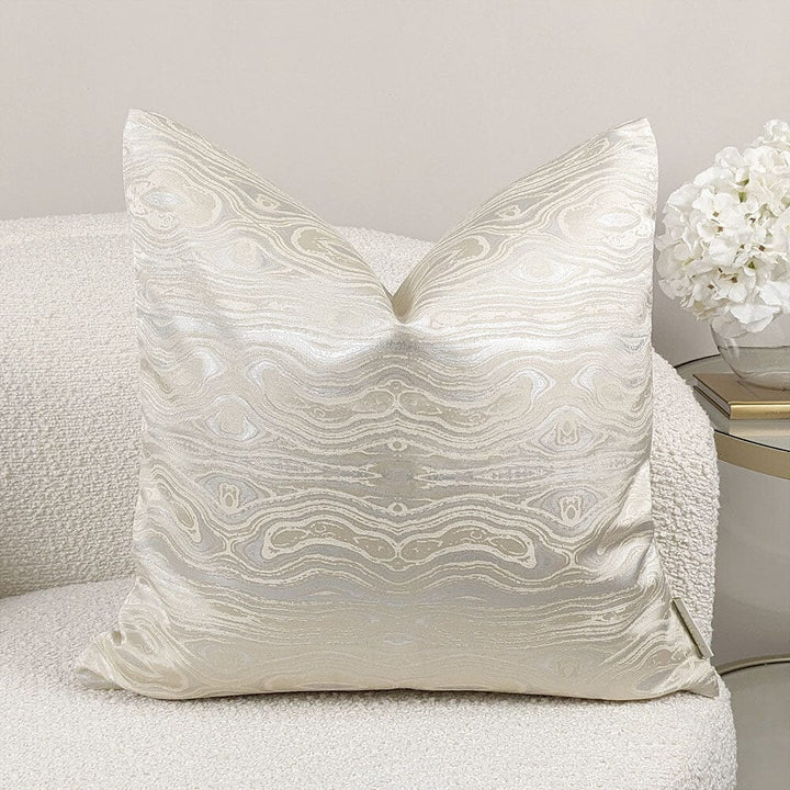 Nelly Cream & Silver Marble Metallic Cushion - 50x50cm Textiles 