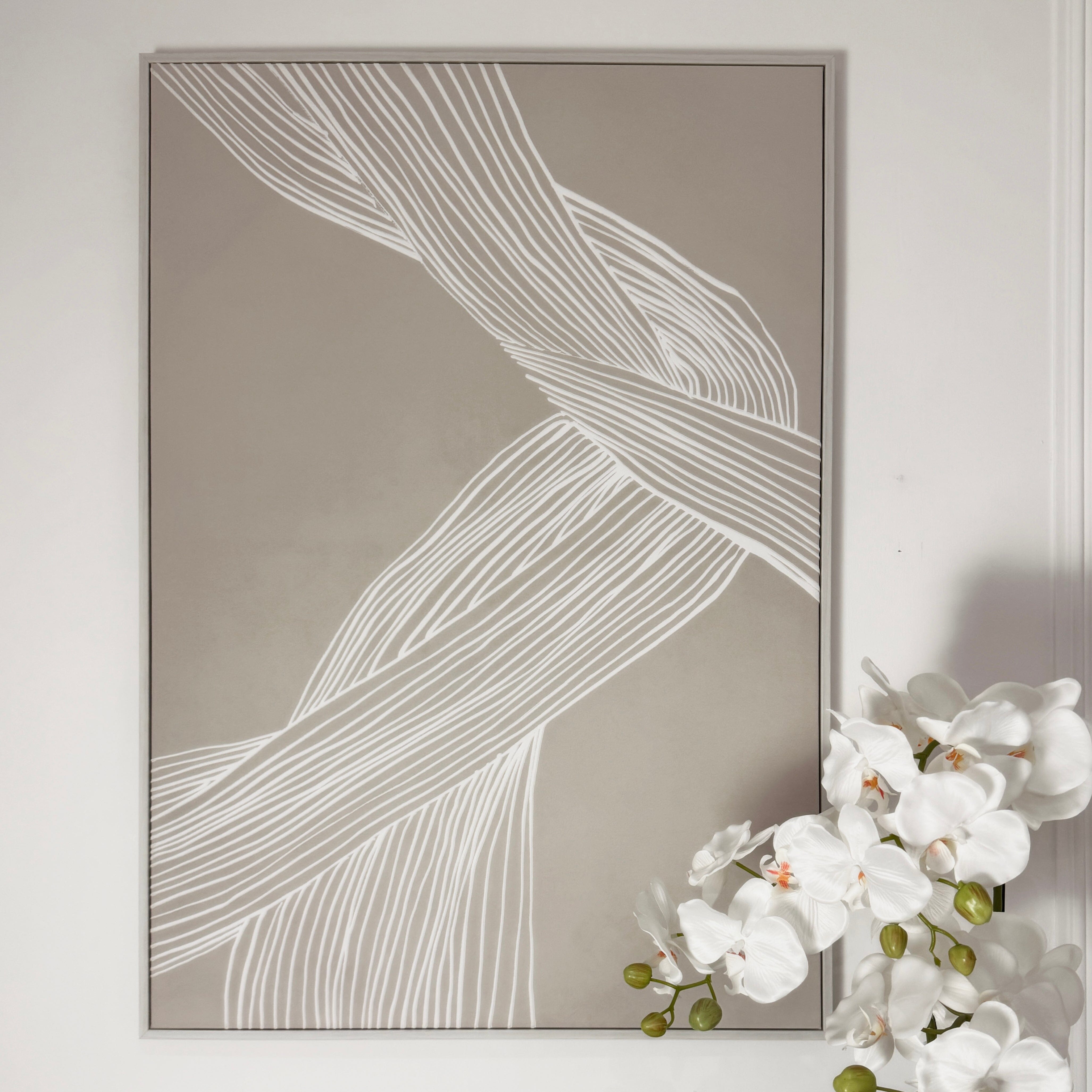 Nelly Taupe Abstract Lines Framed Wall Art - II Accessories 