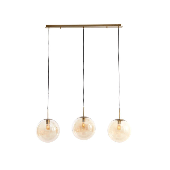 Nemia Gold & Amber Glass 3 Pendant Ceiling Light Lighting 