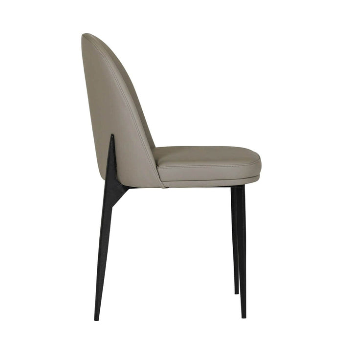 Nemille Grey Leather Dining Chair with Black Legs Furniture 