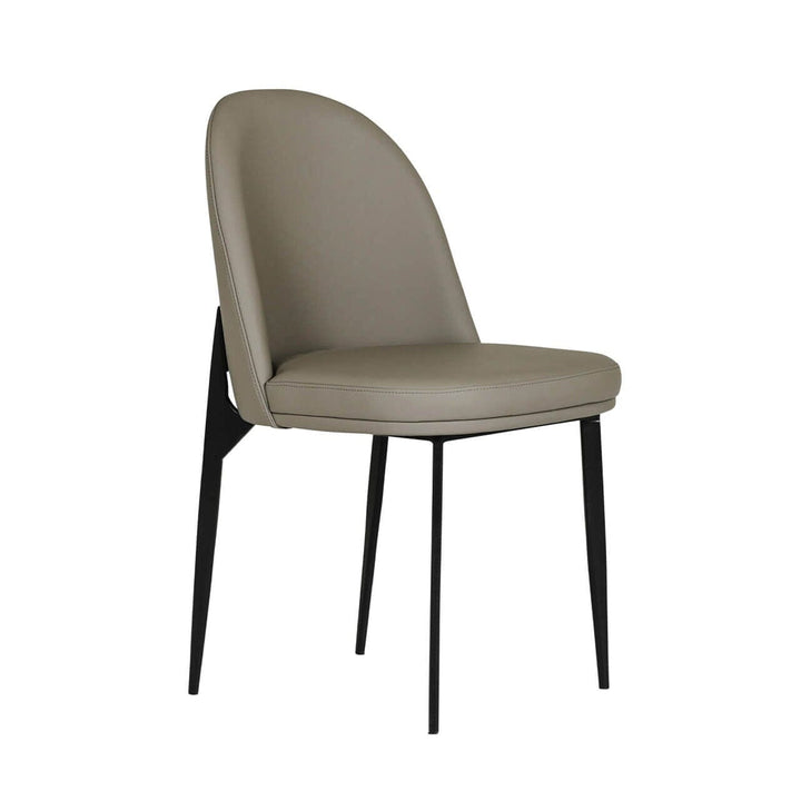 Nemille Grey Leather Dining Chair with Black Legs Furniture 