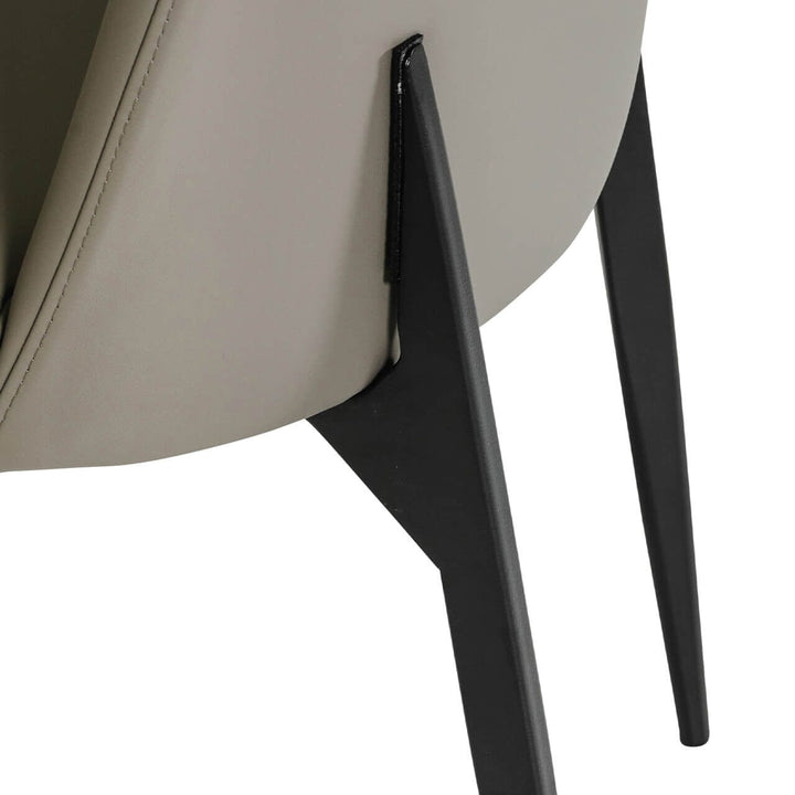 Nemille Grey Leather Dining Chair with Black Legs Furniture 