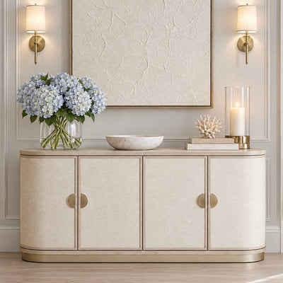 Nerida Whitewash Oval 4 Door Sideboard Furniture 