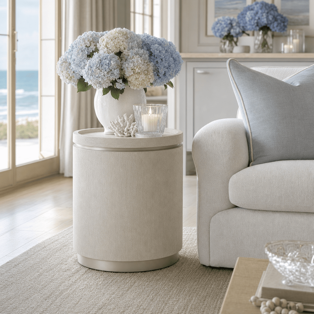Nerida Whitewash Round Side Table Furniture 
