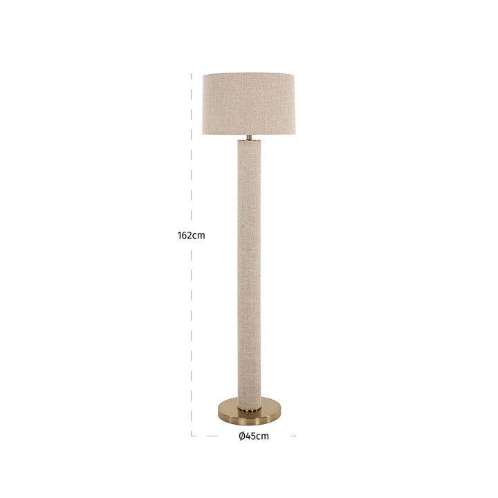 Nerisse Beige Linen Fabric Floor Standing Lamp with Gold Base Lighting 