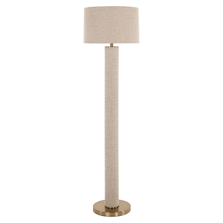 Nerisse Beige Linen Fabric Floor Standing Lamp with Gold Base Lighting 
