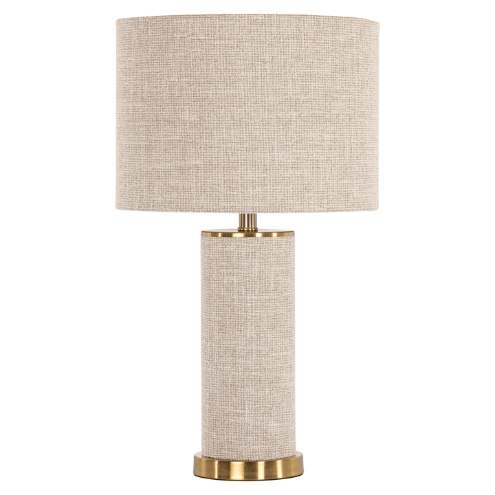 Nerisse Beige Linen Fabric Table Lamp with Gold Base Lighting 