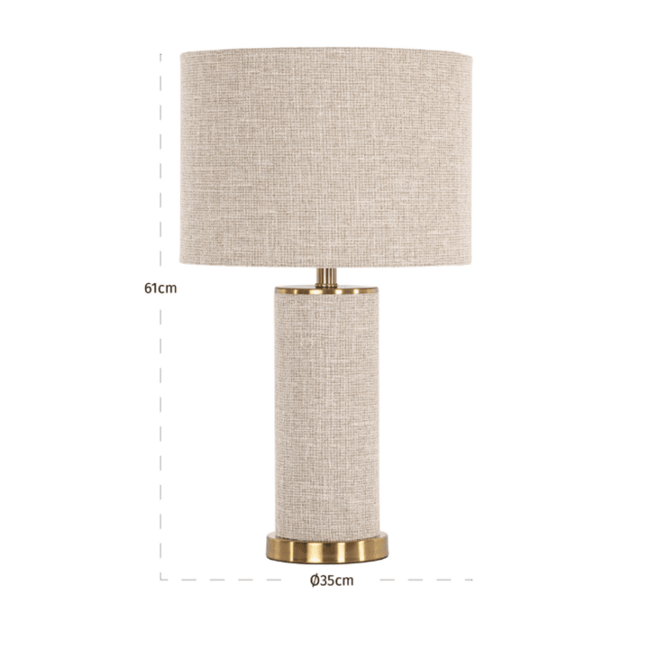 Nerisse Beige Linen Fabric Table Lamp with Gold Base Lighting 