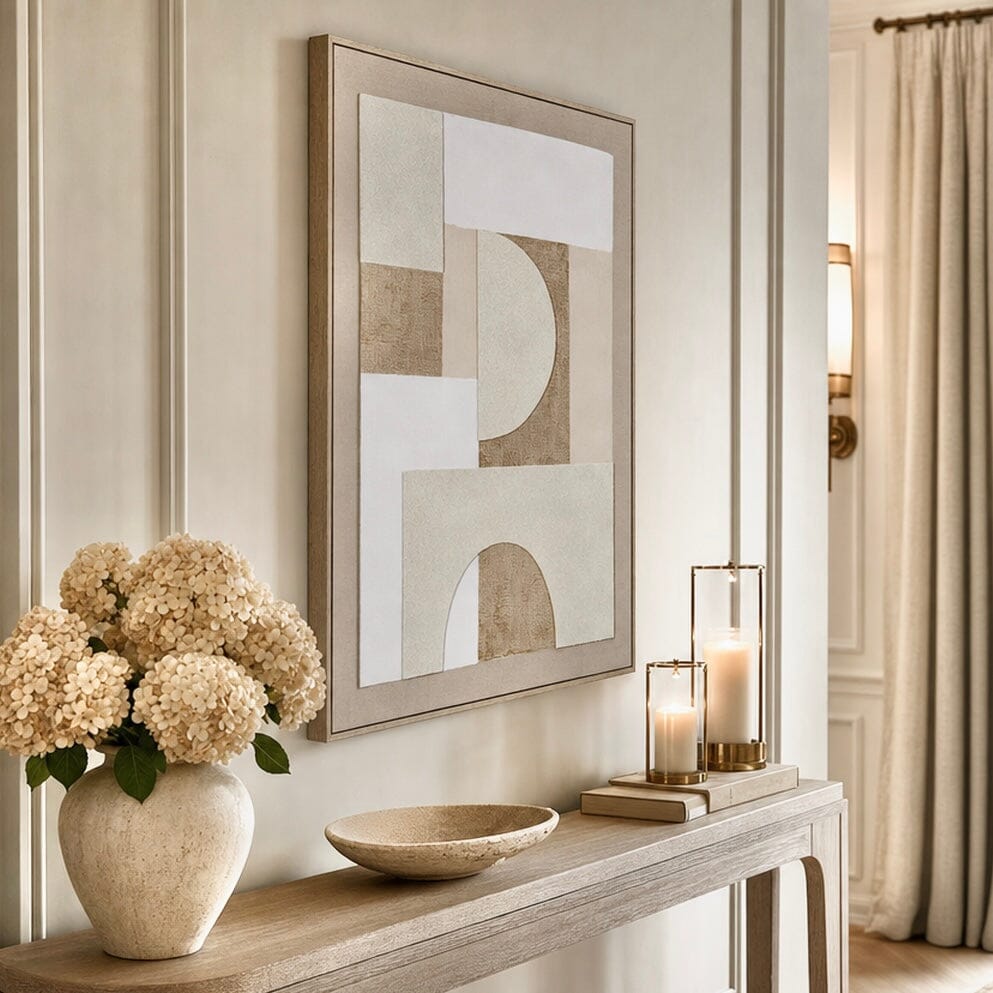 Nevaeh Neutral Linen Textured Canvas Wall Art Accessories 