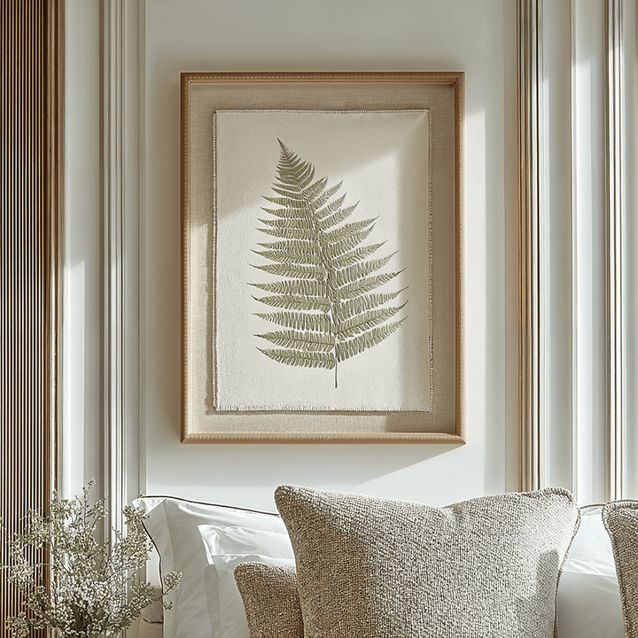 Nia Sage Green Bracken Leaf Print Framed Wall Art Accessories 