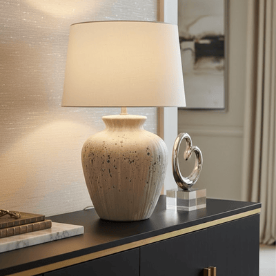 Noa White & Grey Flecked Ceramic Table Lamp Lighting 