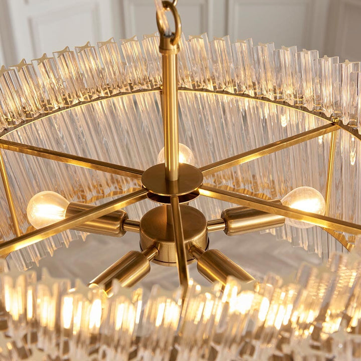 Noema Gold 5 Light Glass Rod Statement Pendant Ceiling Light Lighting 