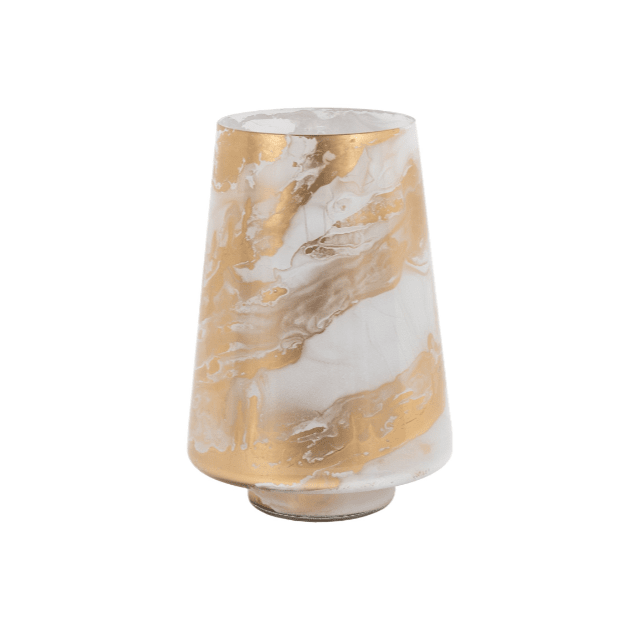 Nolan Marble White & Gold Hurricane Candle Holder Accessories 