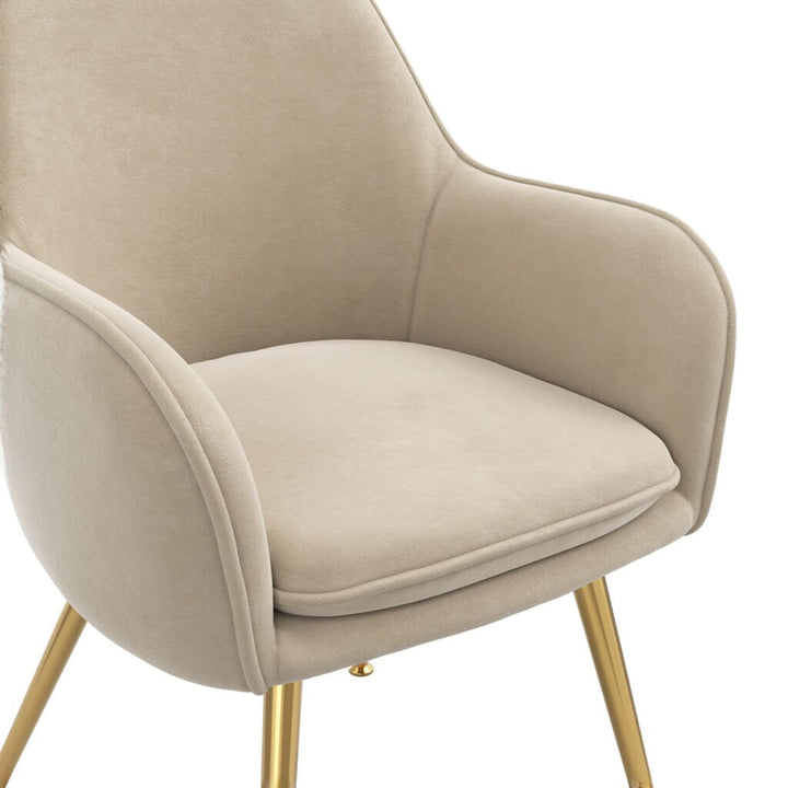 Nolano Light Beige Velvet Dining Chair with Gold Legs Furniture 