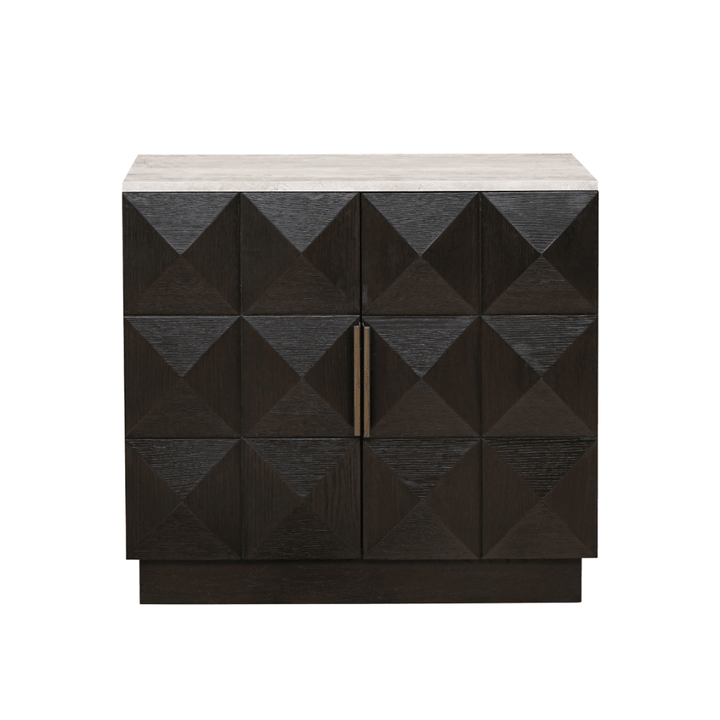 Norah Deep Brown 2 Door Sideboard with Travertine Top Furniture 
