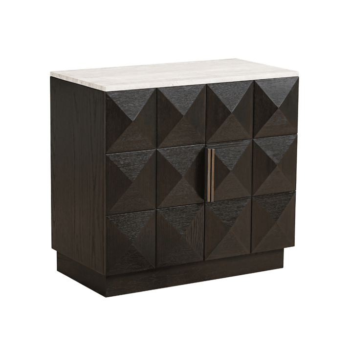 Norah Deep Brown 2 Door Sideboard with Travertine Top Furniture 