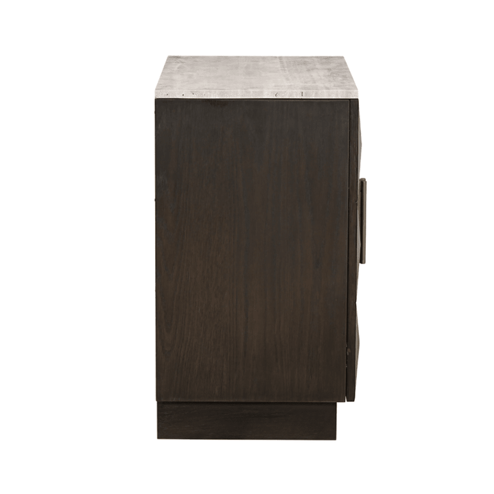 Norah Deep Brown 2 Door Sideboard with Travertine Top Furniture 