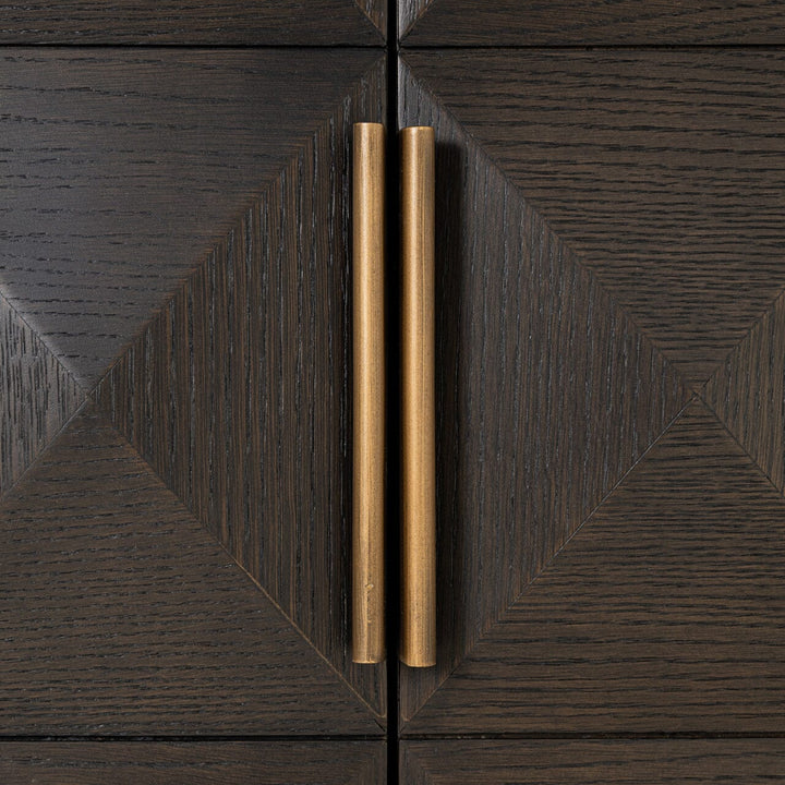 Norah Deep Brown 4 Door Sideboard with Shelving & Travertine Top Furniture 