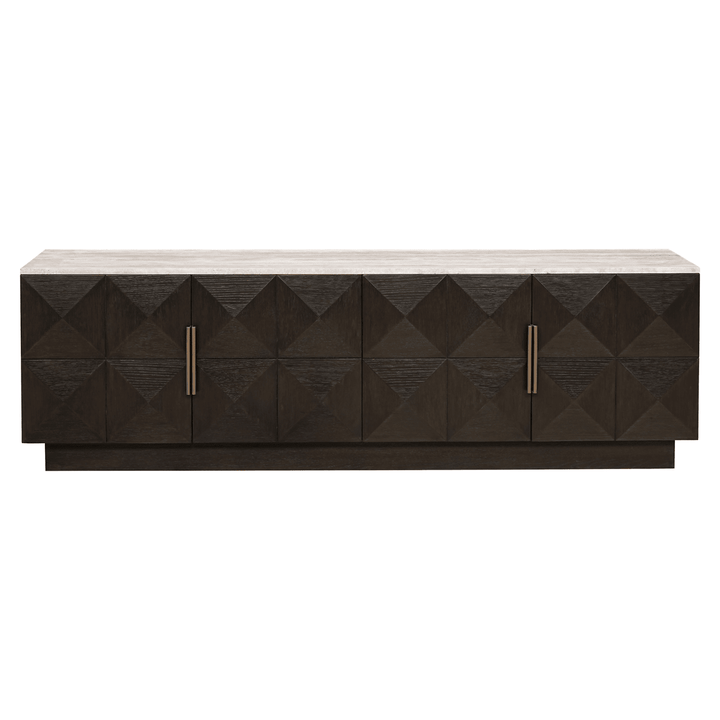 Norah Deep Brown 4 Door TV Unit with Travertine Top Furniture 
