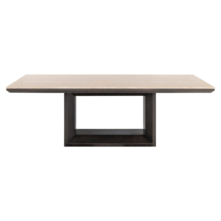 Norah Deep Brown Rectangular Dining Table with Travertine Top Furniture 