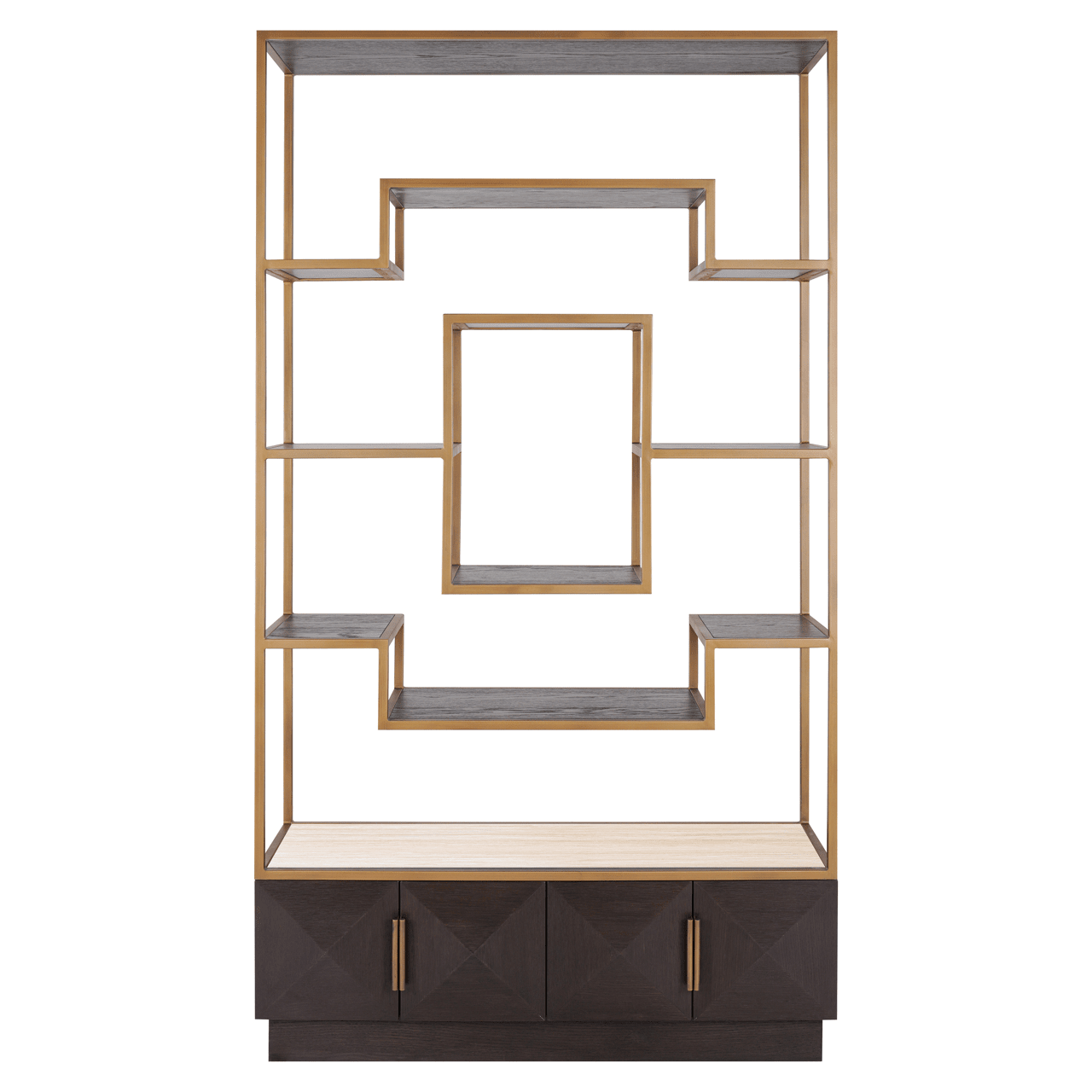 Norah Luxury Deep Brown & Brass Shelving Unit Furniture 