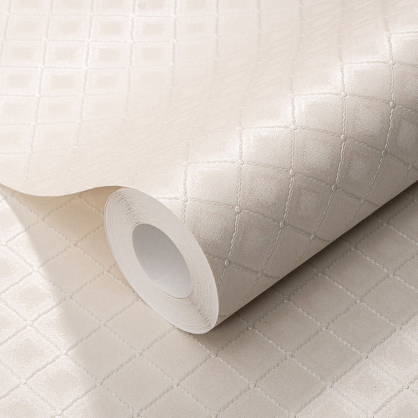 Norella Cream Quilted Effect Metallic Wallpaper Home Improvement 