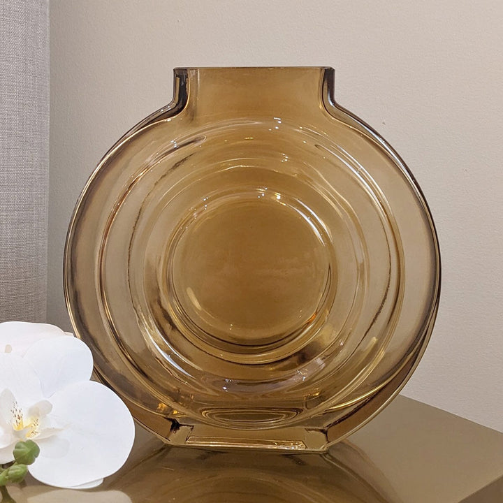 Nougat Round Amber Glass Vase Accessories 